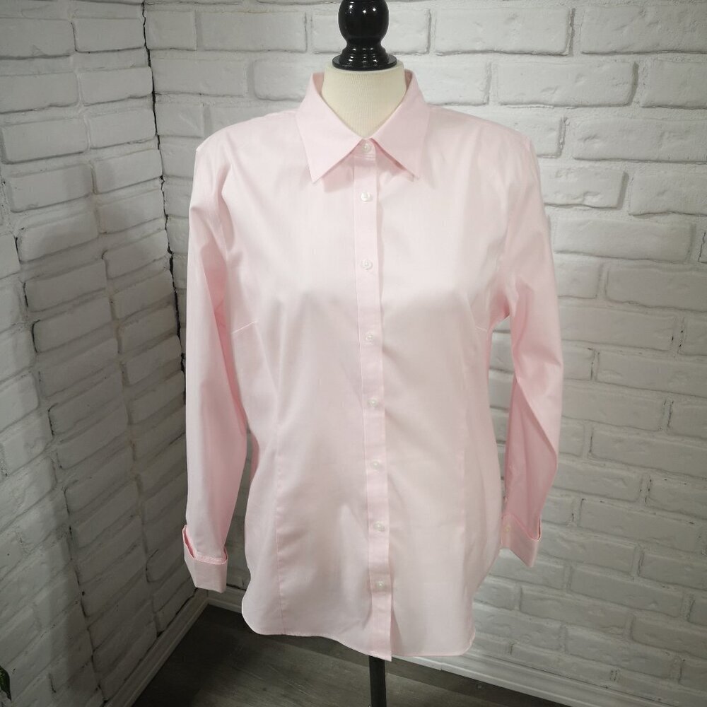 Denver Hayes Ladies Size 2XL Stretch Light Pink Button Front Shirt